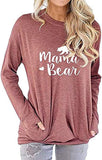 Women Mama Bear T-Shirt Blouse with Pockets