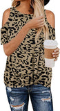 T-Shirt à épaules dénudées pour femmes, imprimé léopard, guépard, motif zèbre, tunique léopard