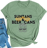 Damen Sonnenbräune &amp; Bierdosen T-Shirt Bier Shirt