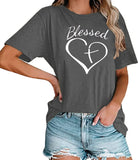 Frauen Gesegnet Herz T-Shirt Christian Tees