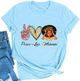 Frauen Frieden Liebe Melanin T-Shirt Melanin Grafik T-Shirt Afro Frau T-Shirt