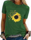Women Sunflower T-Shirt Dragonfly Graphic Shirt