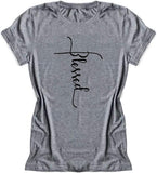 Women Cross Faith Blessed Jesus T-Shirt Christian Shirt