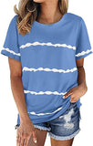 Women Casual Striped Tie Dye Stripe T-Shirt Tunic Shirt