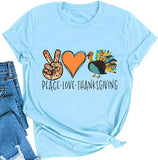 Peace Love Thanksgiving T-Shirt for Women Turkey Shirt