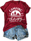 Women Camping is My Therapy T-Shirt Tee Graphic Camper T-Shirt