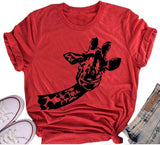 Women Fun Animal Graphic T-Shirt Giraffe Tee
