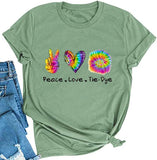 Peace Love The Dye T-Shirt pour Femme Chemise Hippie