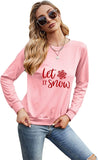 Damen Let It Snow Langarmshirt Schneeflocke Weihnachtsbluse