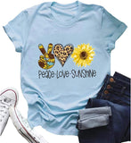 Women Peace Love Sunflowers T-Shirt Sunshine Shirt