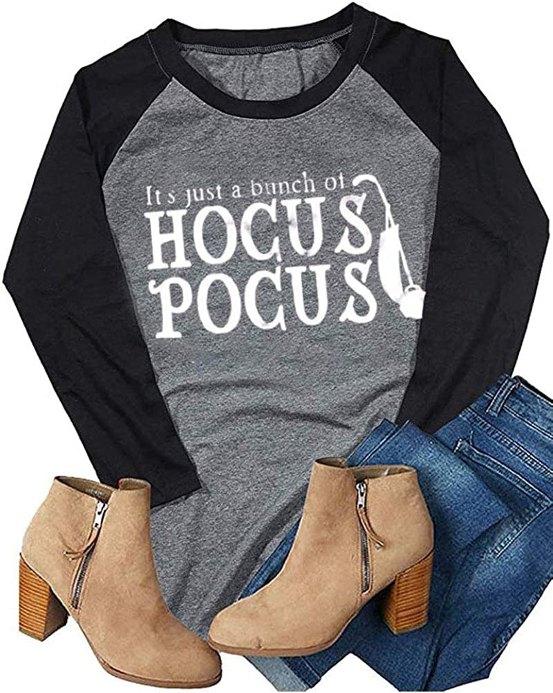 It's Just A Bunch of Hocus Pocus Damen Bluse mit 3/4-Ärmeln, Halloween-Shirt