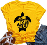 Damen T-Shirt „No More Plastic Please“ Rette die Schildkröte
