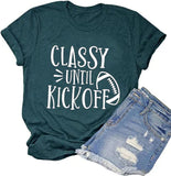 Damen T-Shirt „Classy Until Kickoff“ Fußballshirt Spieltag