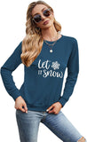 Damen Let It Snow Langarmshirt Schneeflocke Weihnachtsbluse