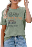 Women Hot Cocoa Scrary Movies Pumpkin Spice Funny Halloween T-Shirt