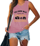 Chemise de réservoir d'alcool pour femmes, vous savez ce qui rime avec Camping, chemise à boire pour femmes