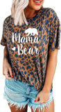 T-Shirt Léopard Mama Bear Femme Chemise Léopard