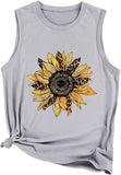 Womens Sunflower Tank Top Casual Summer Sleeveless Tee Shirt