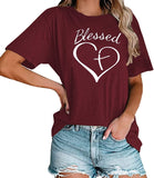 Frauen Gesegnet Herz T-Shirt Christian Tees