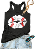 Frauen Baseball Lippen Tank Top Baseball Shirt