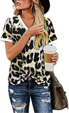 Fashion V Neck Floral T-Shirt Leopard Shirt Tunic Shirt for Women
