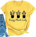 Damen Crazy Plant Lady Grafik T-Shirt