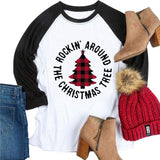Women Long Sleeve Rockin Around The Christmas Tree Blouse