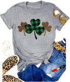 Women Buffalo Plaid & Leopard Heart T-Shirt