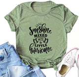 Women Sunshine Mixed with A Little Hurricane T-Shirt Sunshine Shirt