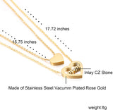 Love Heart Womens Necklace Stainless Steel Gold Plated Pendant Necklaces for Mom Inlay 5A Cubic Zirconia Personalized Moms Necklace with Kid’s Name