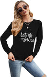 Damen Let It Snow Langarmshirt Schneeflocke Weihnachtsbluse
