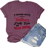 T-shirt femme F-Bomb Mom avec tatouages, jolis yeux et cuisses épaisses