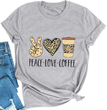 Damen Peace Love Coffee T-Shirt