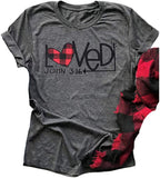 T-shirt Buffalo Plaid &amp; Leopard Heart pour femme (XL, 2-Gris)