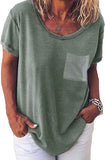 Women Casual T-Shirt with Pocket Decoration