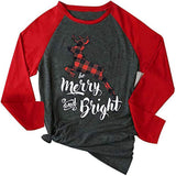 Chemisier à manches longues en forme d'élan à carreaux pour femme Merry &amp; Bright