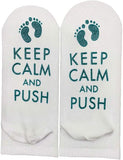 Women Keep Calm And Push Funny Socks