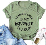 Women Pumpkin Spice is My Favorite Season Shirt T-Shirt Halloween Pumpkin Shirt