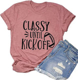 Damen T-Shirt „Classy Until Kickoff“ Fußballshirt Spieltag