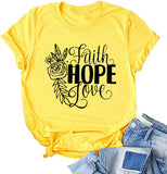 Women Faith Hope Love Flower T-Shirt