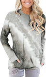 Women Colourful Gradient Long Sleeve Tie Dye Blouse with Pockets
