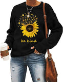 Sweat-shirt à col ras du cou imprimé tournesol Be Kind pour femmes, vêtements pour femmes
