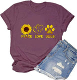 Femmes Peace Love Dogs T-Shirt Chien Maman Chemise