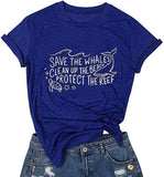 T-Shirt pour femmes, sauvez les baleines, nettoyez la plage, sauvez la tortue