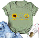 Femmes Peace Love Dogs T-Shirt Chien Maman Chemise