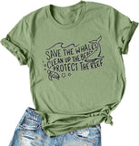 T-Shirt pour femmes, sauvez les baleines, nettoyez la plage, sauvez la tortue