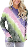 Women Colourful Gradient Long Sleeve Tie Dye Blouse with Pockets