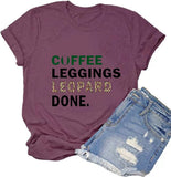Women Coffee Leggings Leopard Done Fashion T-Shirt
