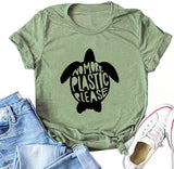Damen T-Shirt „No More Plastic Please“ Rette die Schildkröte