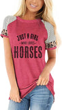 Horse Girl Farm Lover T-Shirt Women Just a Girl Who Loves Horses Tees Tops